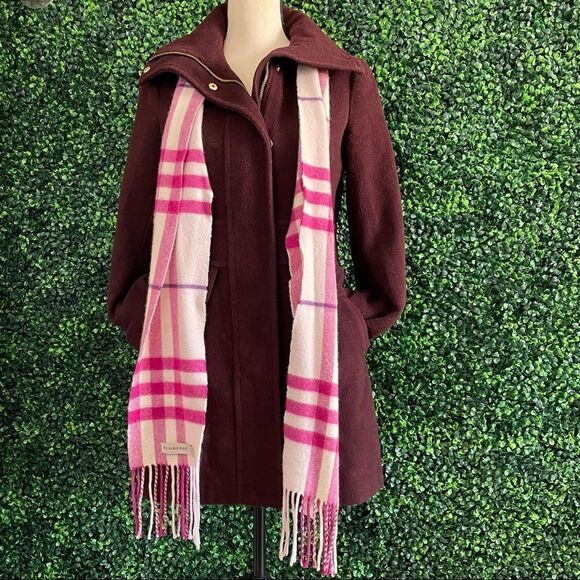 Cole Haan Burgundy Wool Blend Coat Sz 2 - Picture 10 of 11